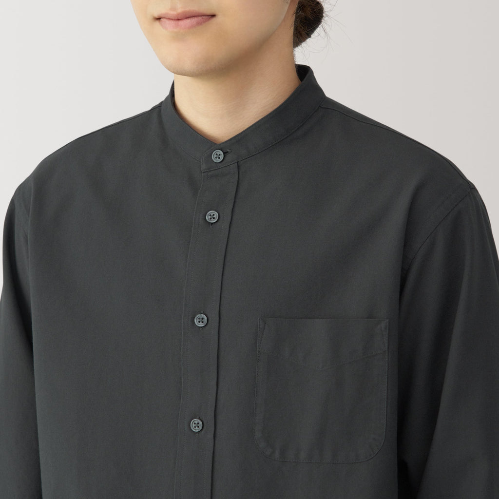 Men's Washed Oxford Stand Collar Shirt