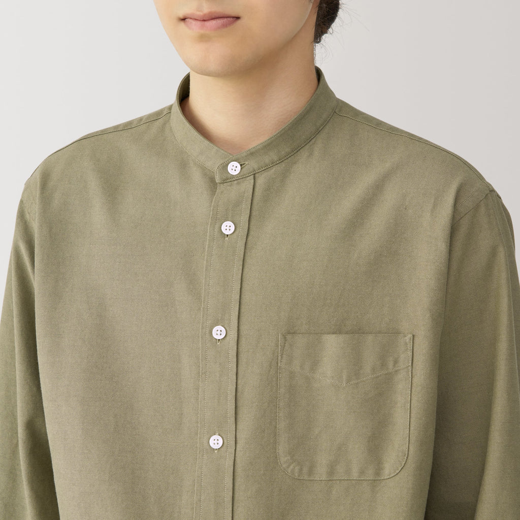 Men's Washed Oxford Stand Collar Shirt