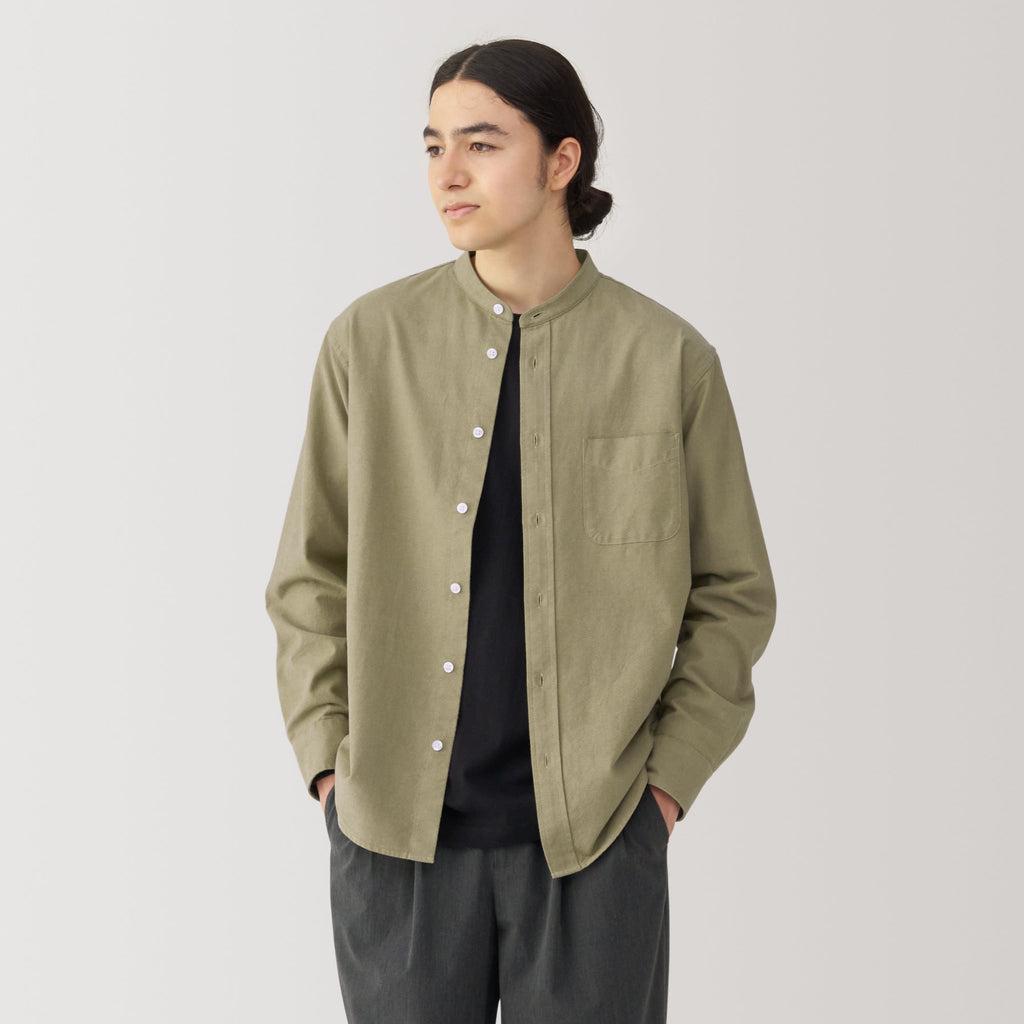 Men's Washed Oxford Stand Collar Shirt