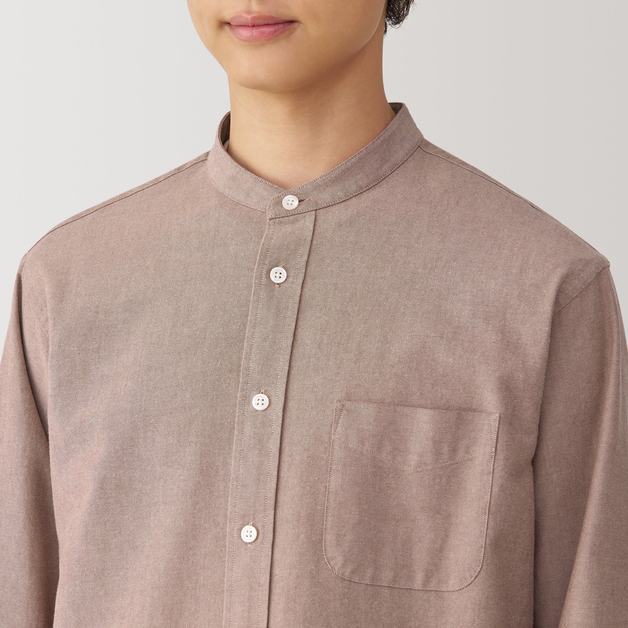 Men's Washed Oxford Stand Collar Shirt