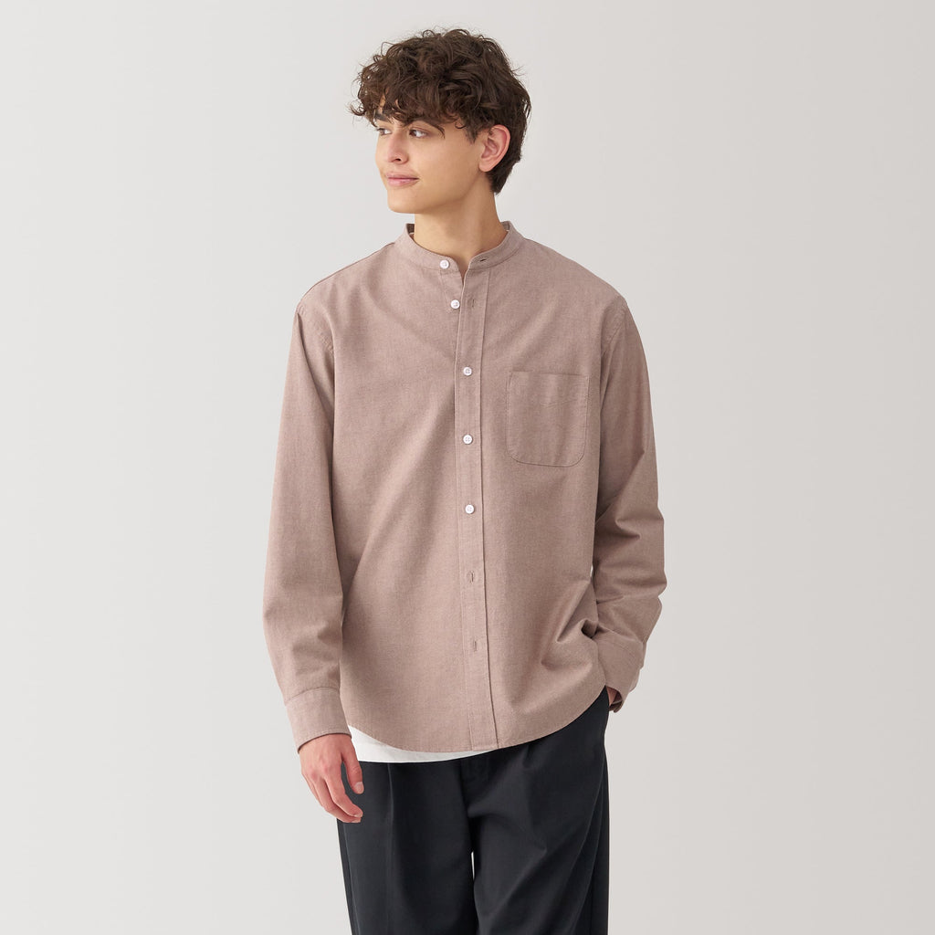 Men's Washed Oxford Stand Collar Shirt