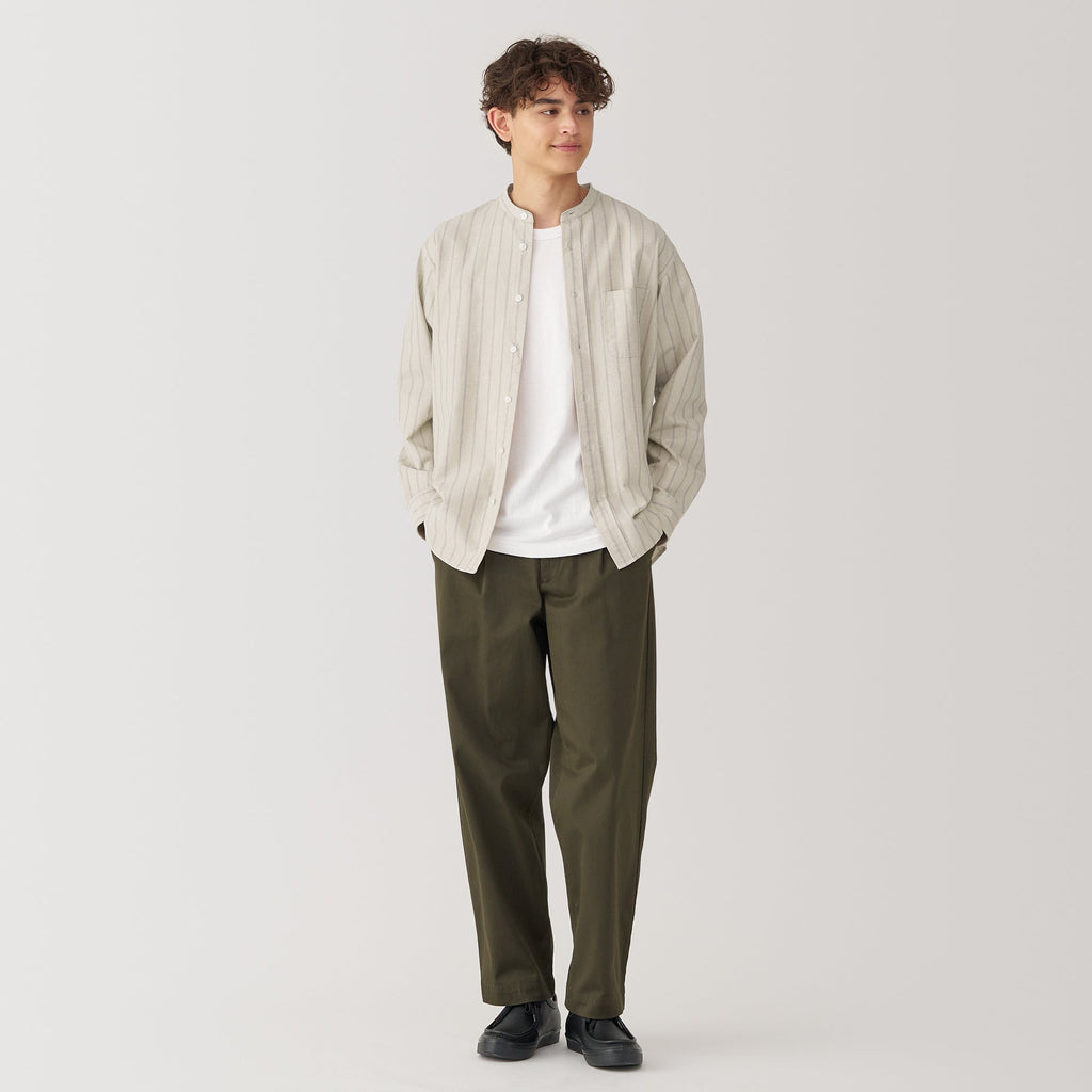 Men's Washed Oxford Stand Collar Shirt