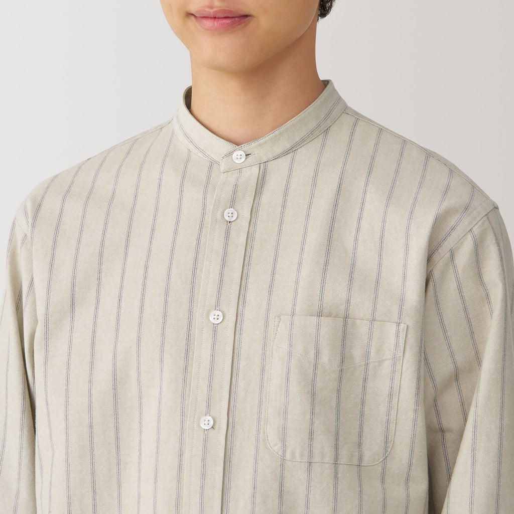 Men's Washed Oxford Stand Collar Shirt