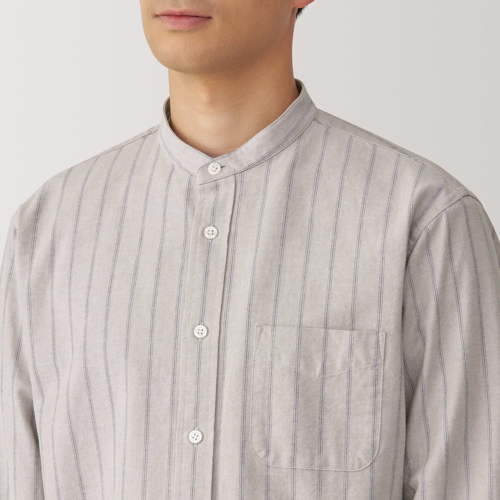 Men's Washed Oxford Stand Collar Shirt
