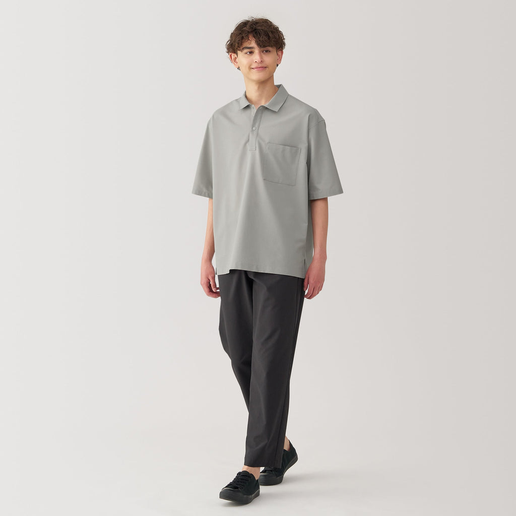 Men's Breathable Wide Half Sleeve Woven Polo Shirt