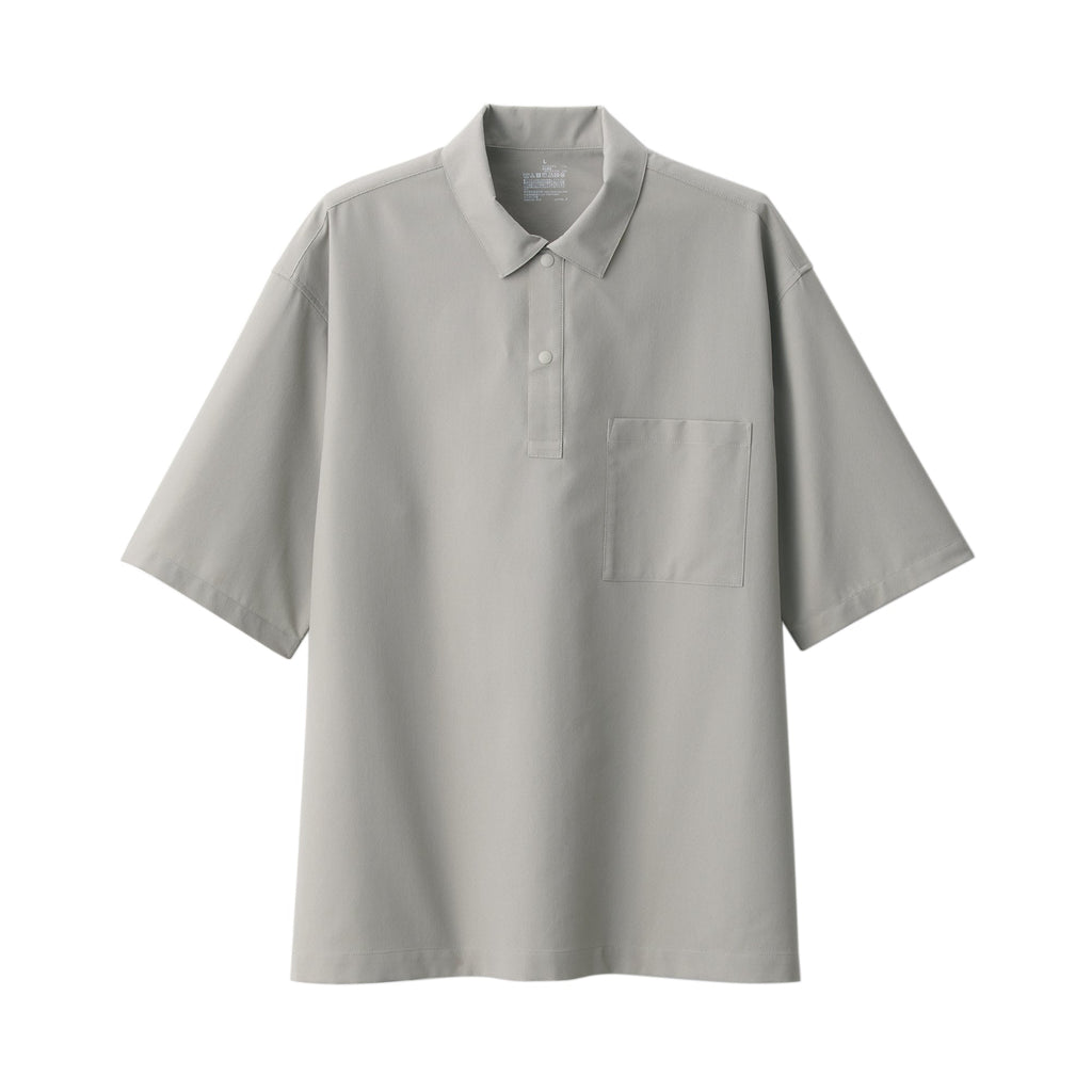 Men's Breathable Wide Half Sleeve Woven Polo Shirt
