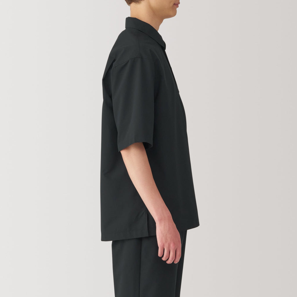 Men's Breathable Wide Half Sleeve Woven Polo Shirt