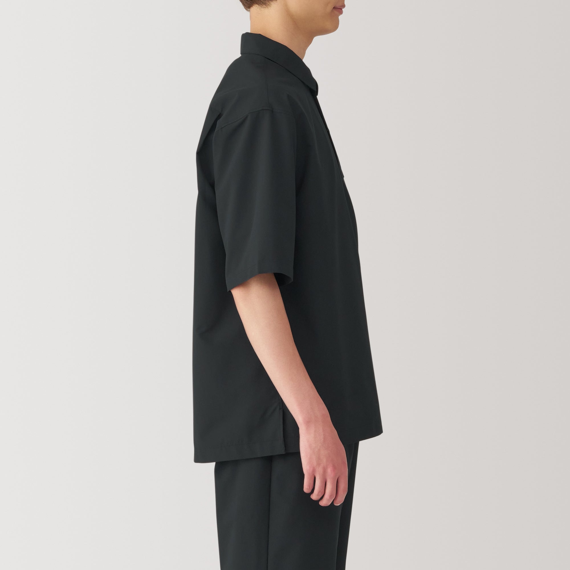 Men's Breathable Wide Half Sleeve Woven Polo Shirt