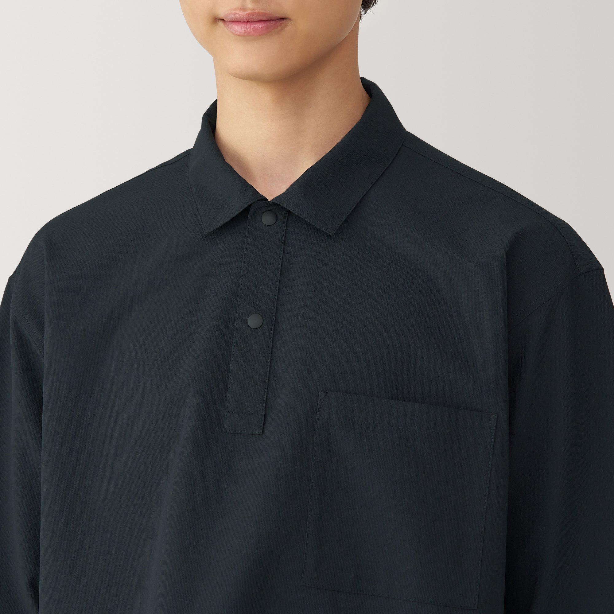 Men's Breathable Wide Half Sleeve Woven Polo Shirt
