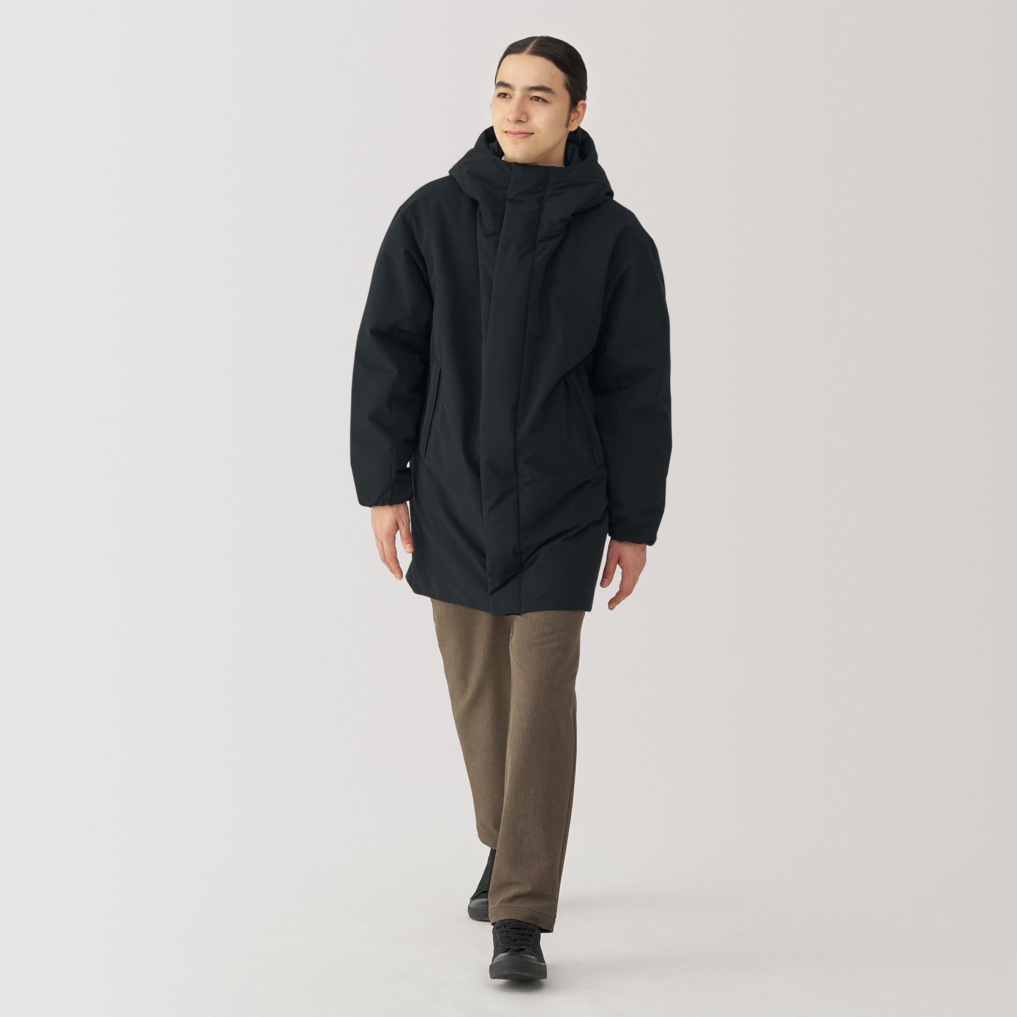 Men's Padding Hooded Half Coat