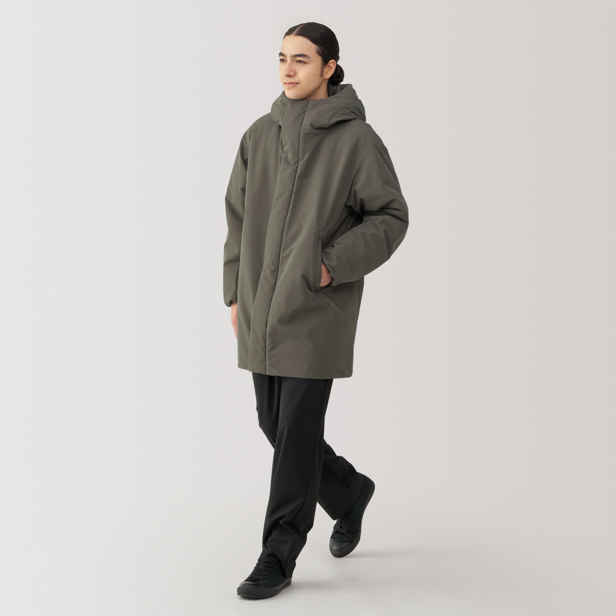 Men's Padding Hooded Half Coat