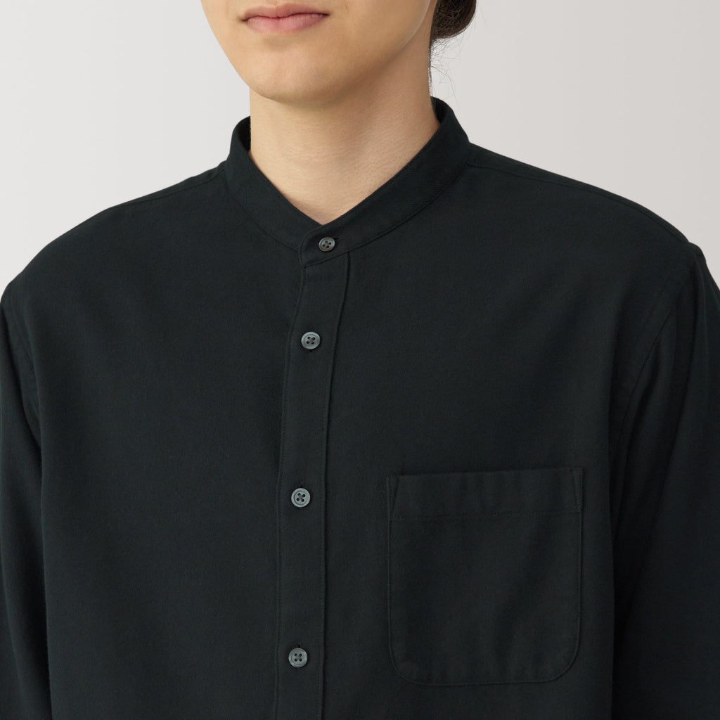 Men's Flannel Stand Collar Long Sleeve Shirt