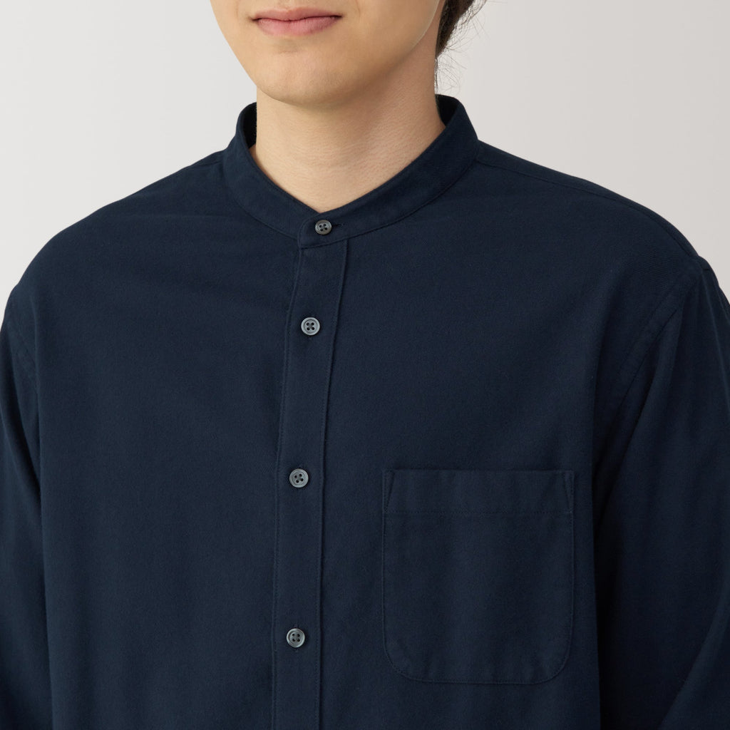Men's Flannel Stand Collar Long Sleeve Shirt