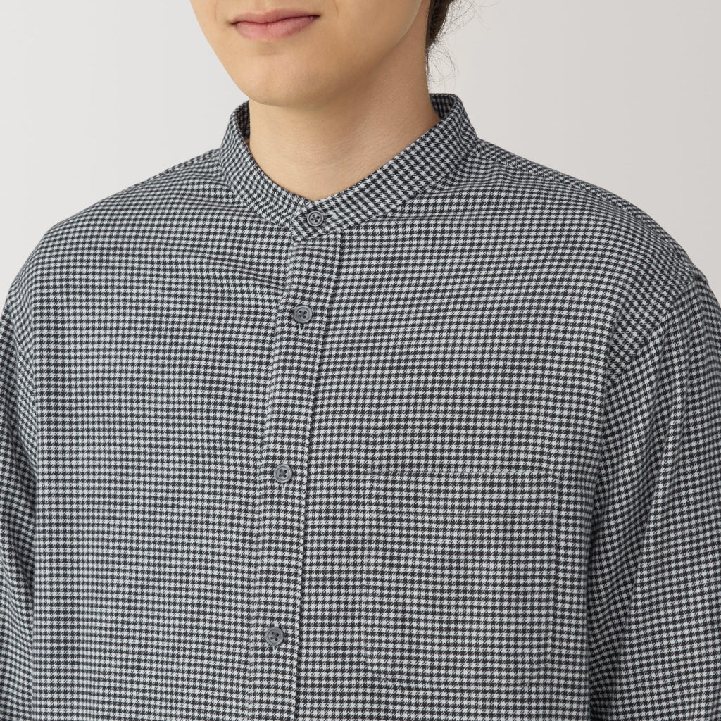 Men's Flannel Stand Collar Long Sleeve Shirt
