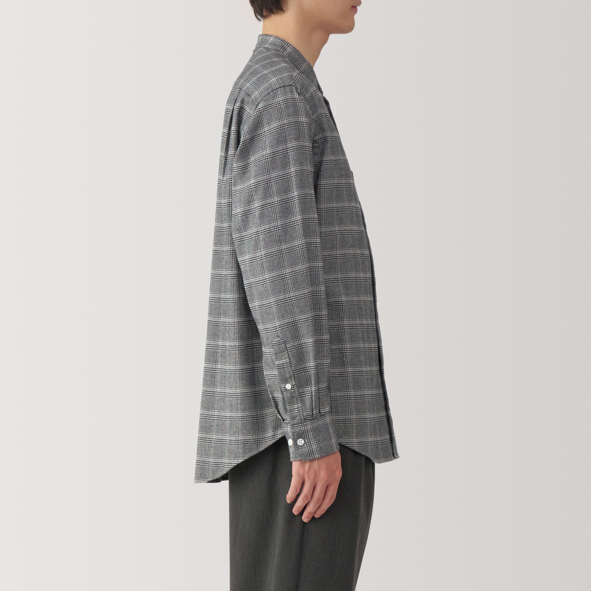 Men's Flannel Stand Collar Long Sleeve Shirt