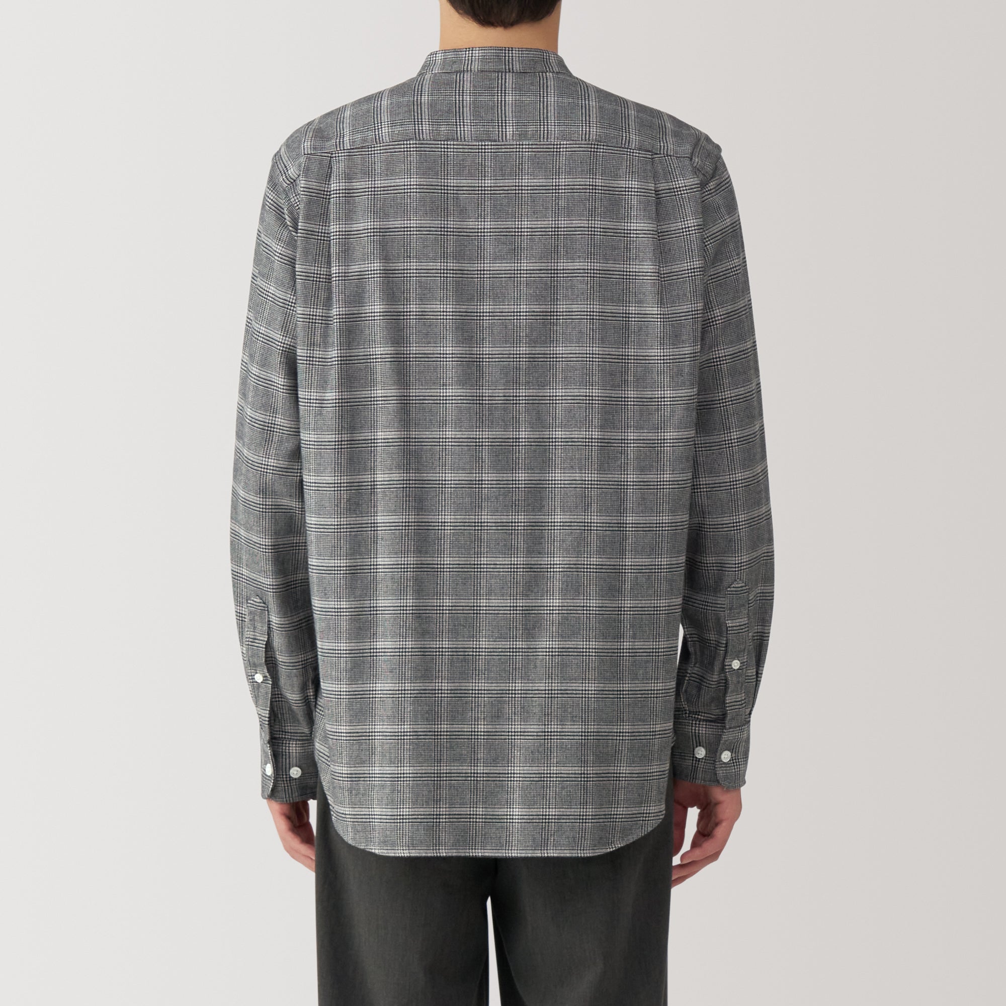 Men's Flannel Stand Collar Long Sleeve Shirt