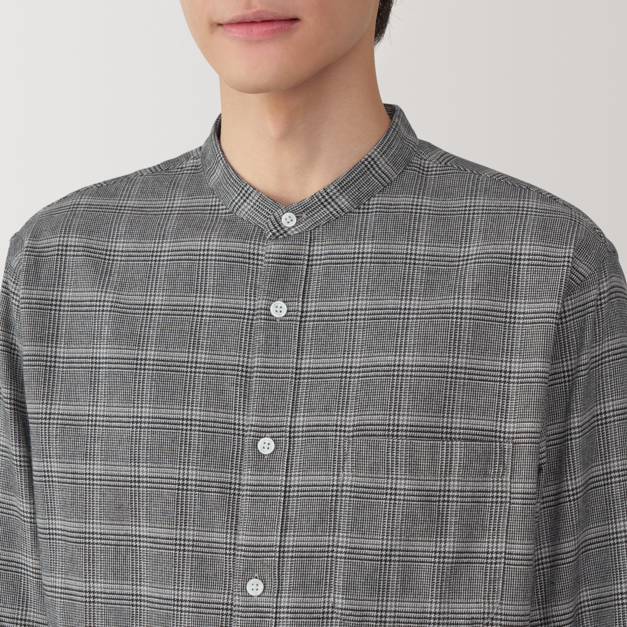 Men's Flannel Stand Collar Long Sleeve Shirt