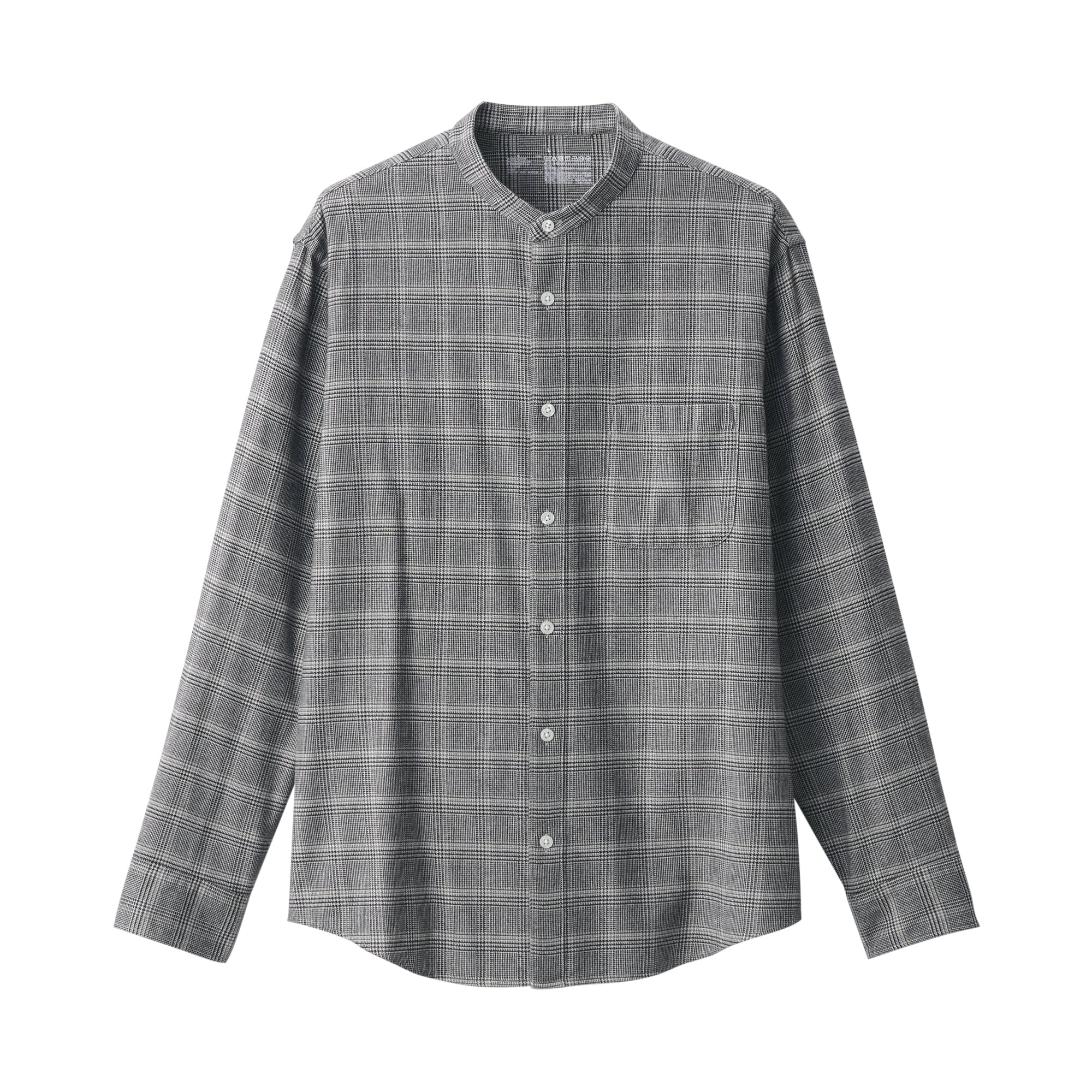 Men's Flannel Stand Collar Long Sleeve Shirt