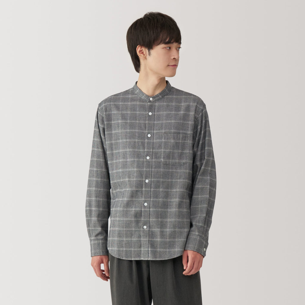Men's Flannel Stand Collar Long Sleeve Shirt