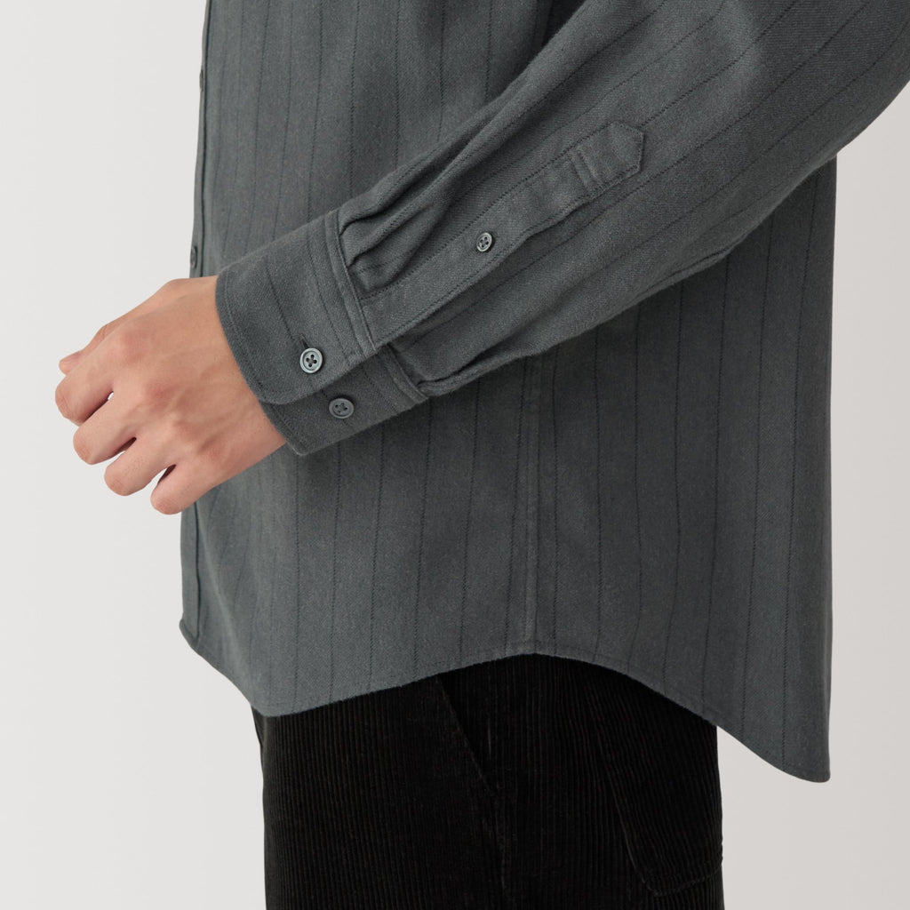 Men's Flannel Stand Collar Long Sleeve Shirt