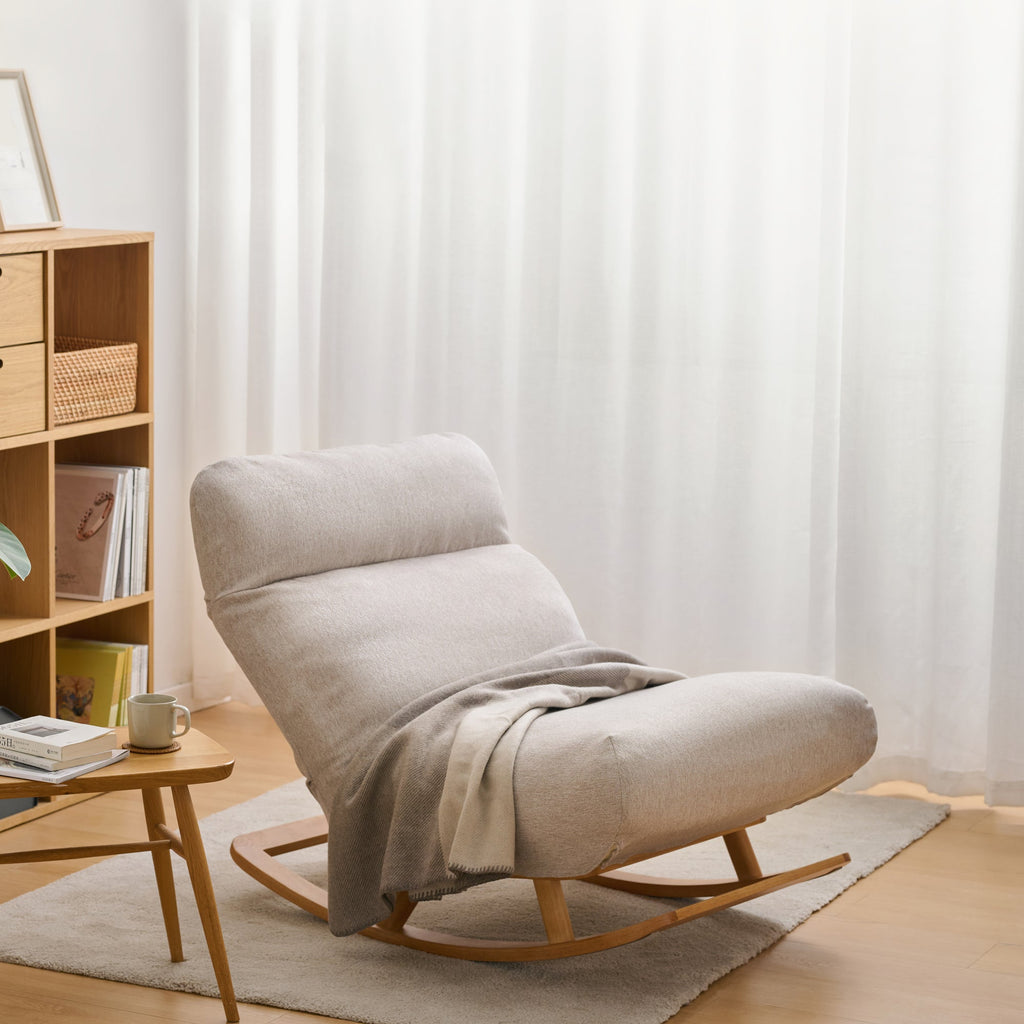 [HD] High Back Cushioned Sofa Rocking Chair