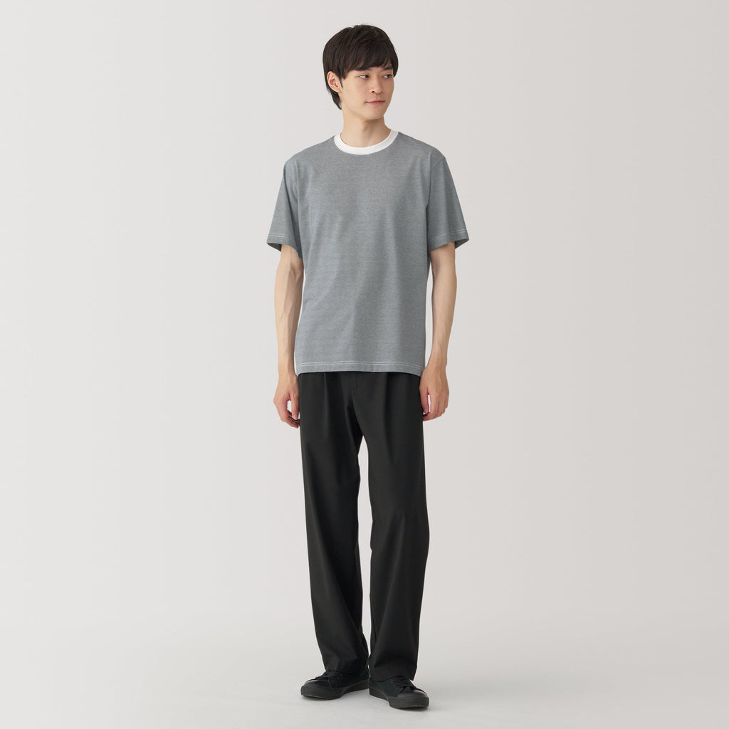 Men's Jersey Crew Neck Short Sleeve Striped T-Shirt