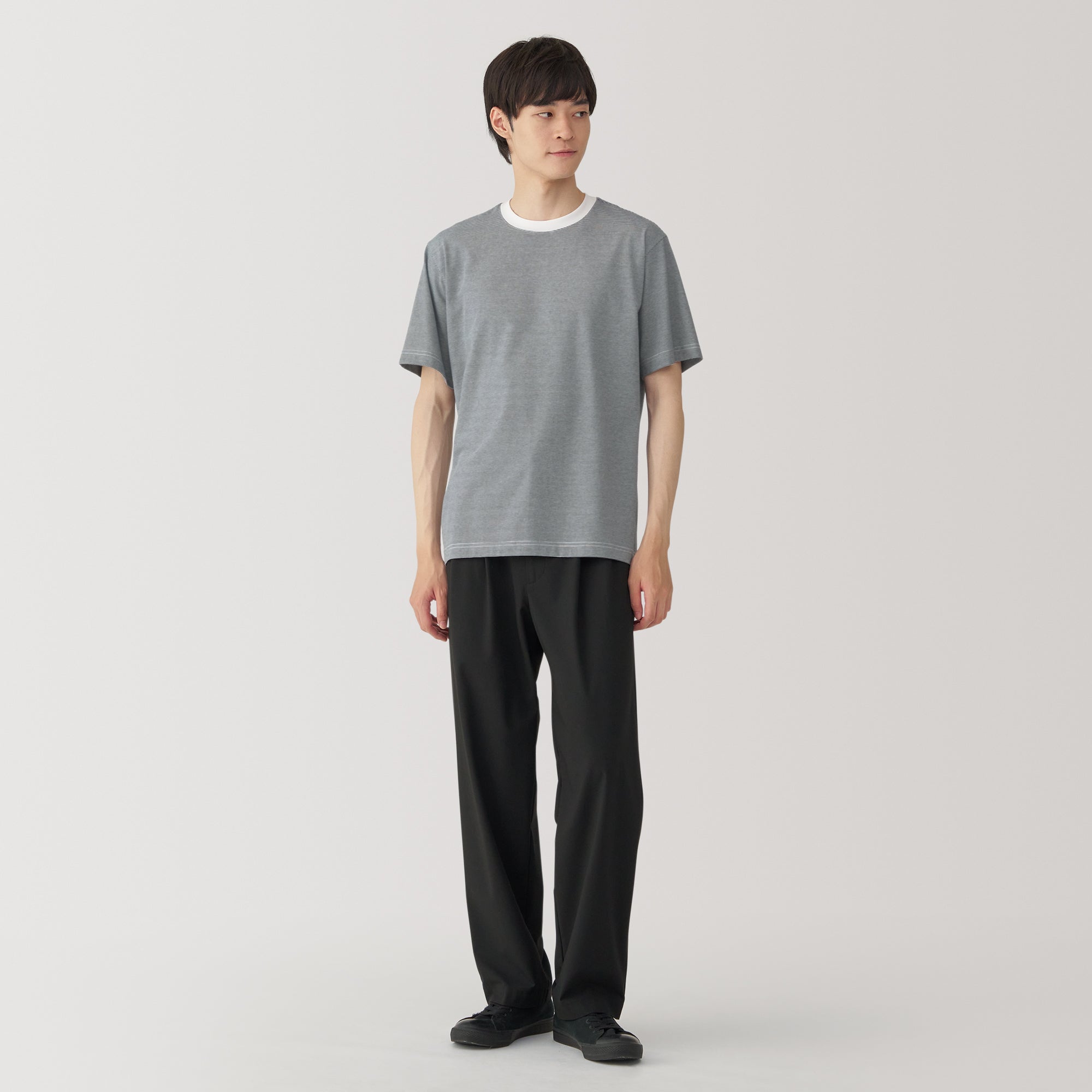 Men's Jersey Crew Neck Short Sleeve Striped T-Shirt