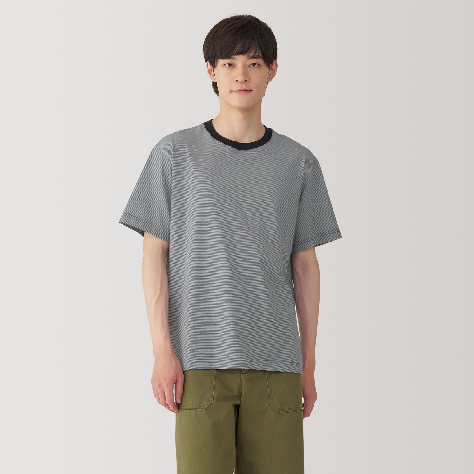 Men's Jersey Crew Neck Short Sleeve Striped T-Shirt