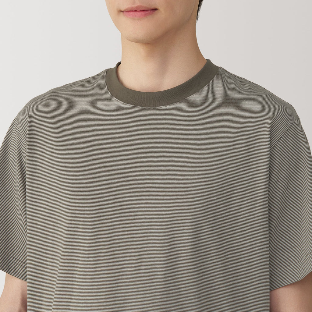 Men's Jersey Crew Neck Short Sleeve Striped T-Shirt