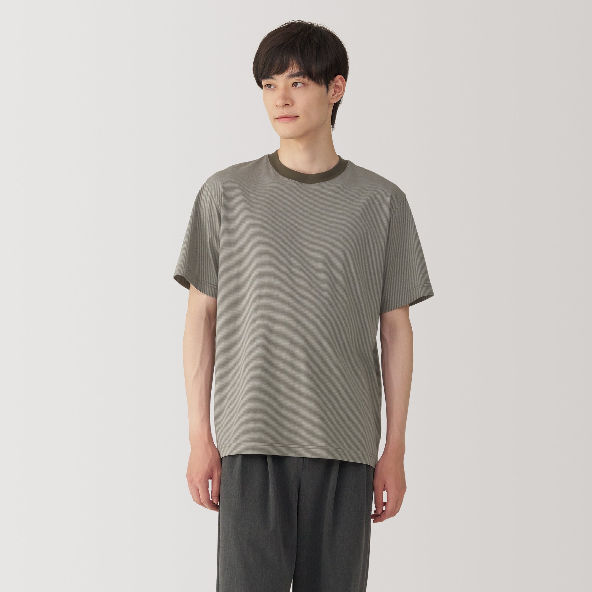 Men's Jersey Crew Neck Short Sleeve Striped T-Shirt