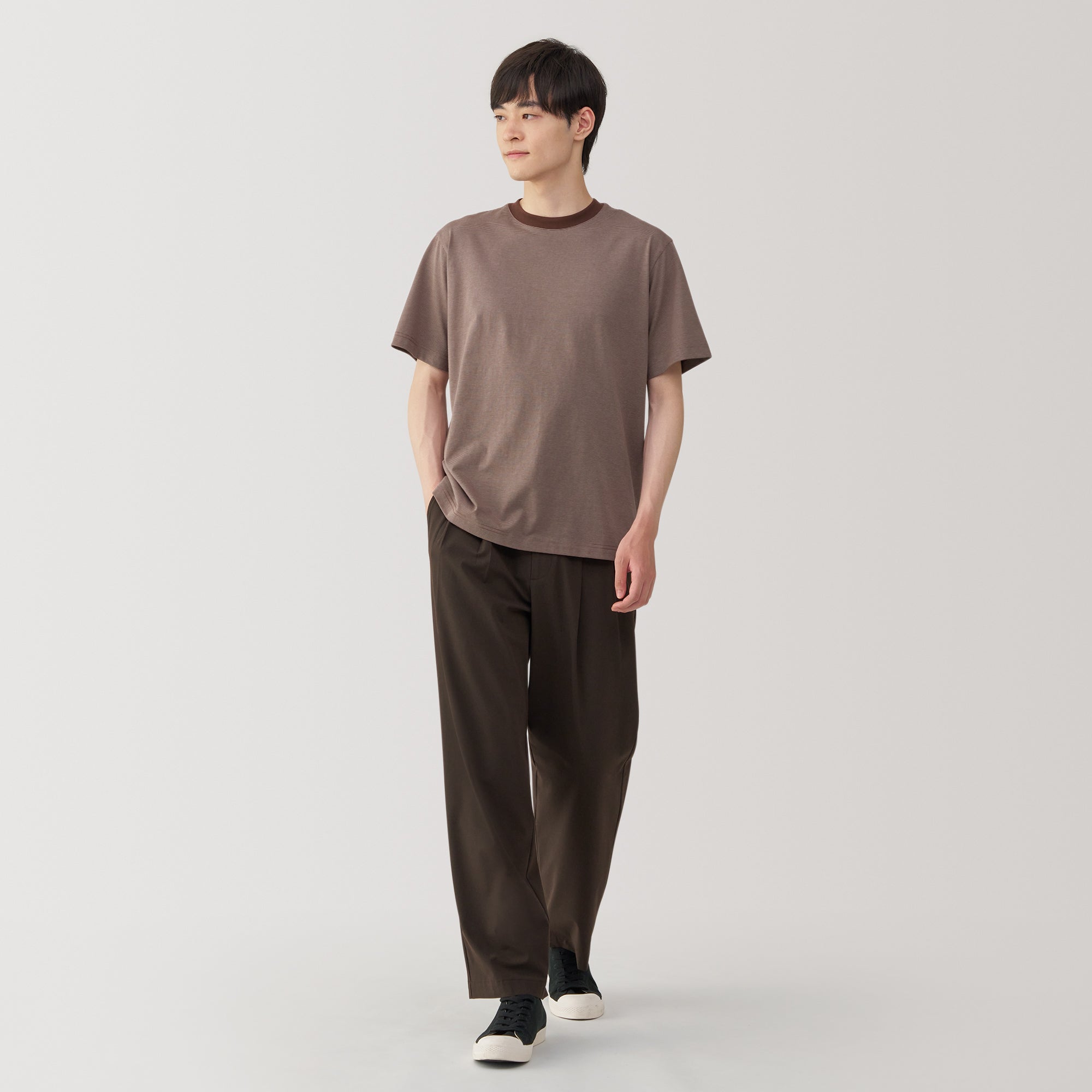 Men's Jersey Crew Neck Short Sleeve Striped T-Shirt