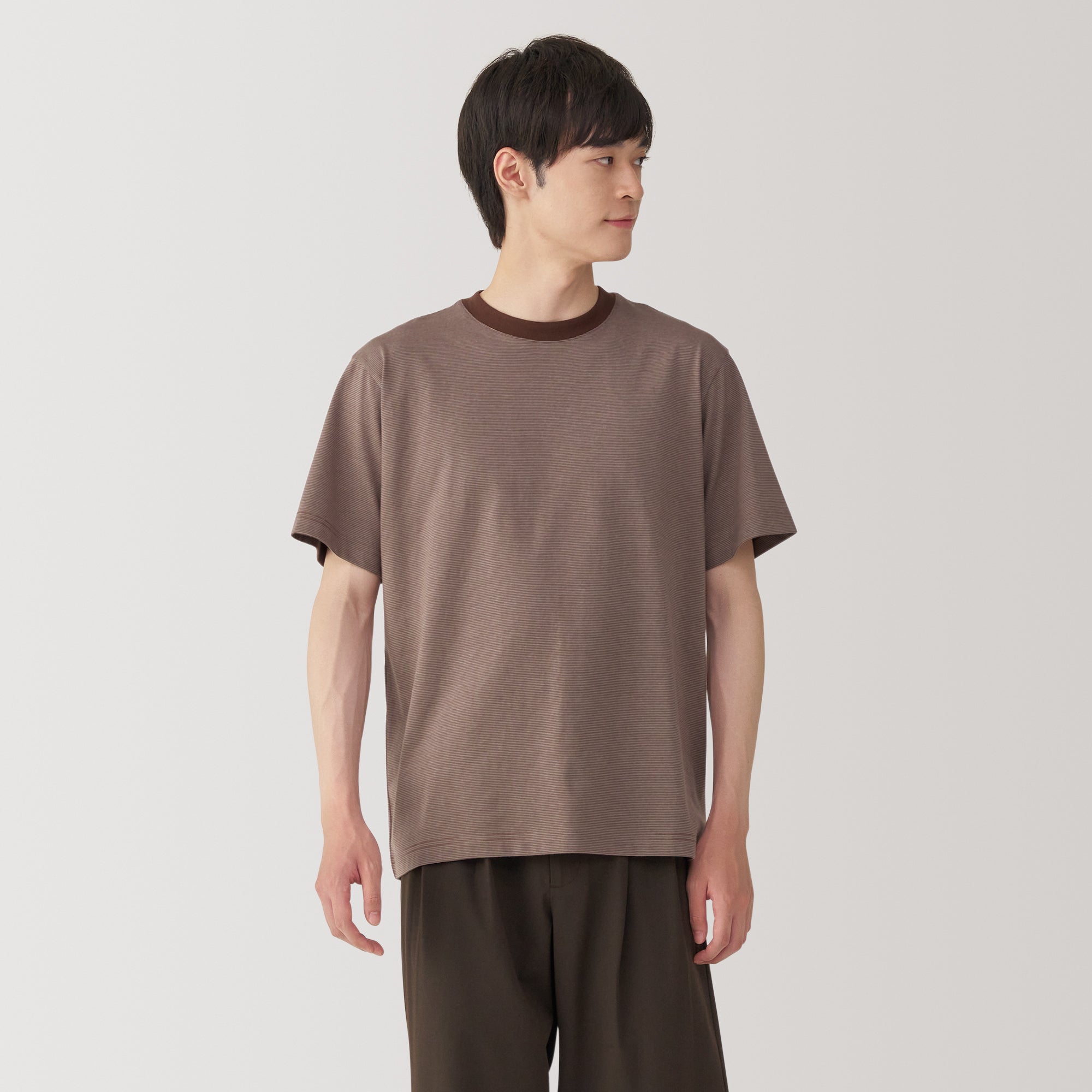 Men's Jersey Crew Neck Short Sleeve Striped T-Shirt