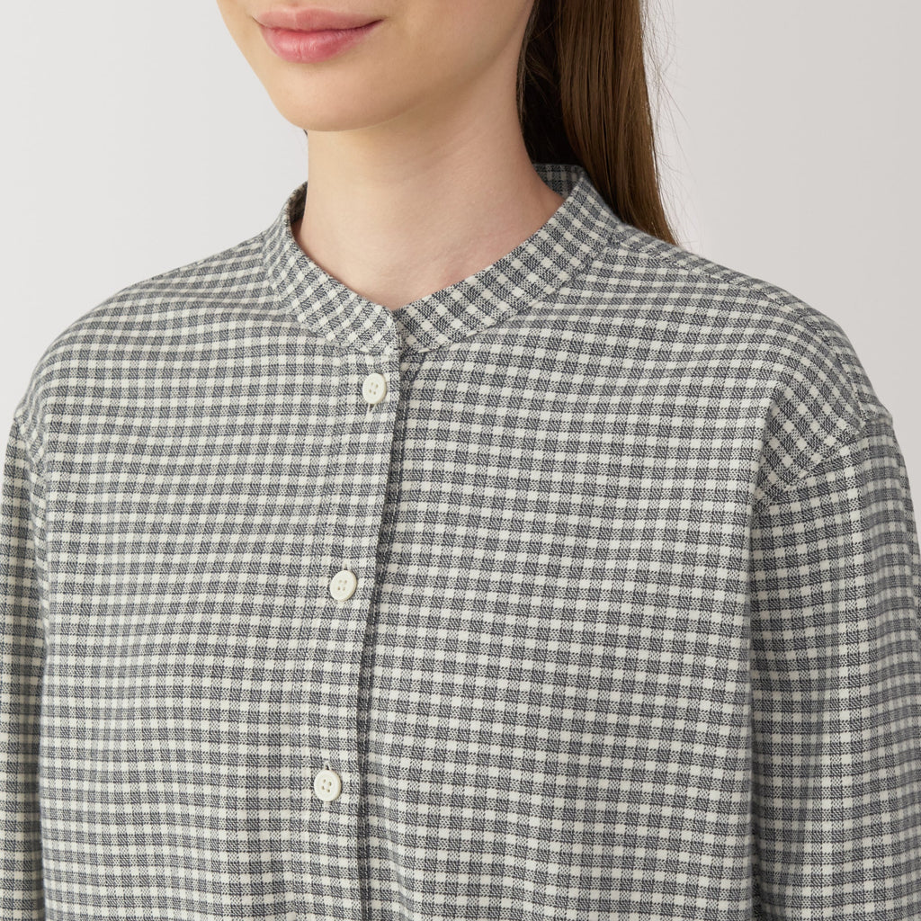 Women's Flannel Stand Collar Blouse