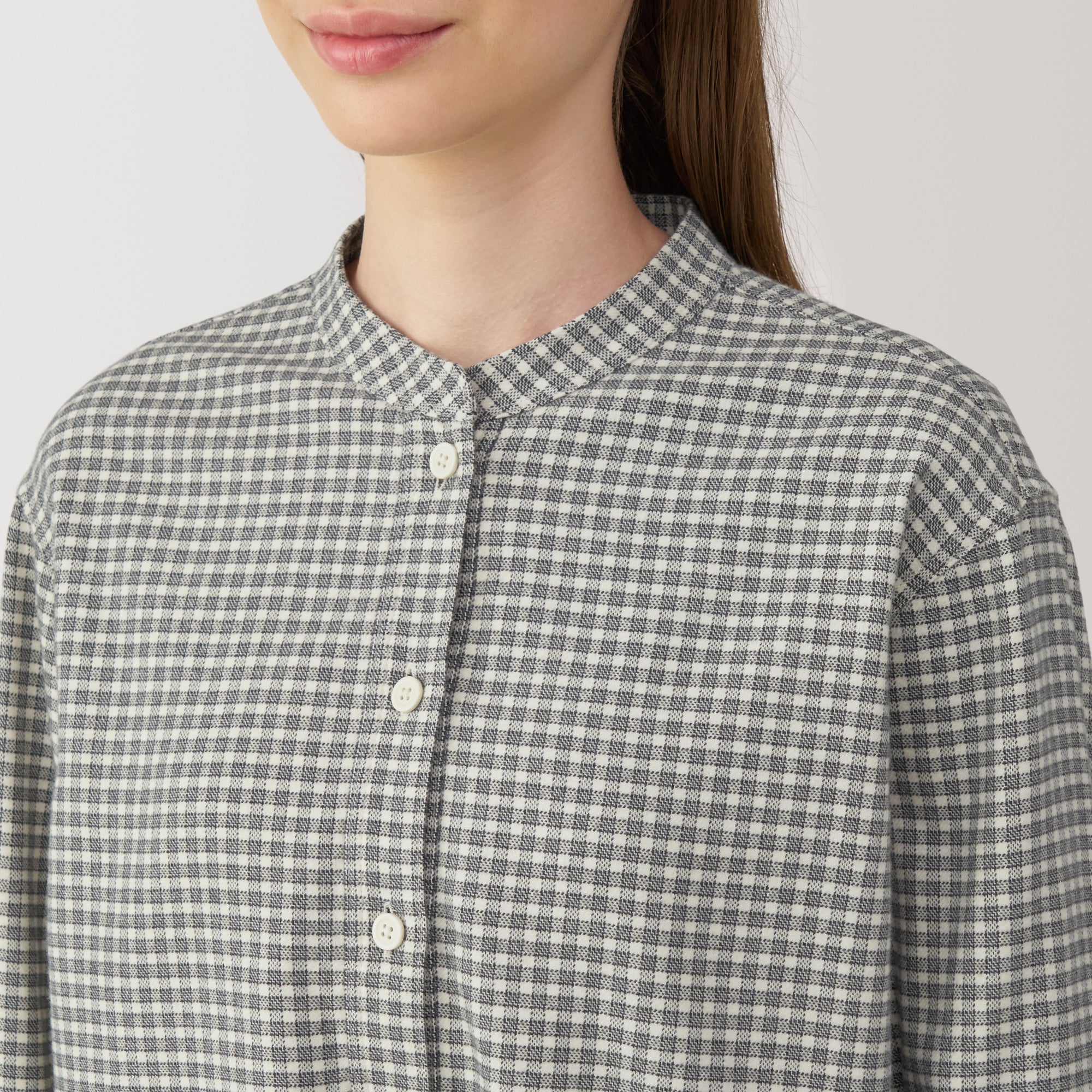 Women's Flannel Stand Collar Blouse