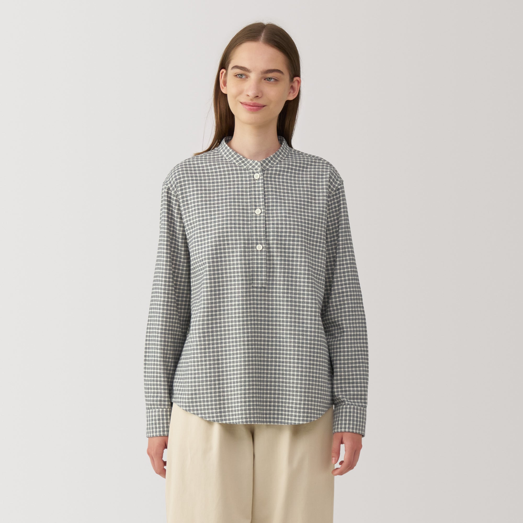 Women's Flannel Stand Collar Blouse