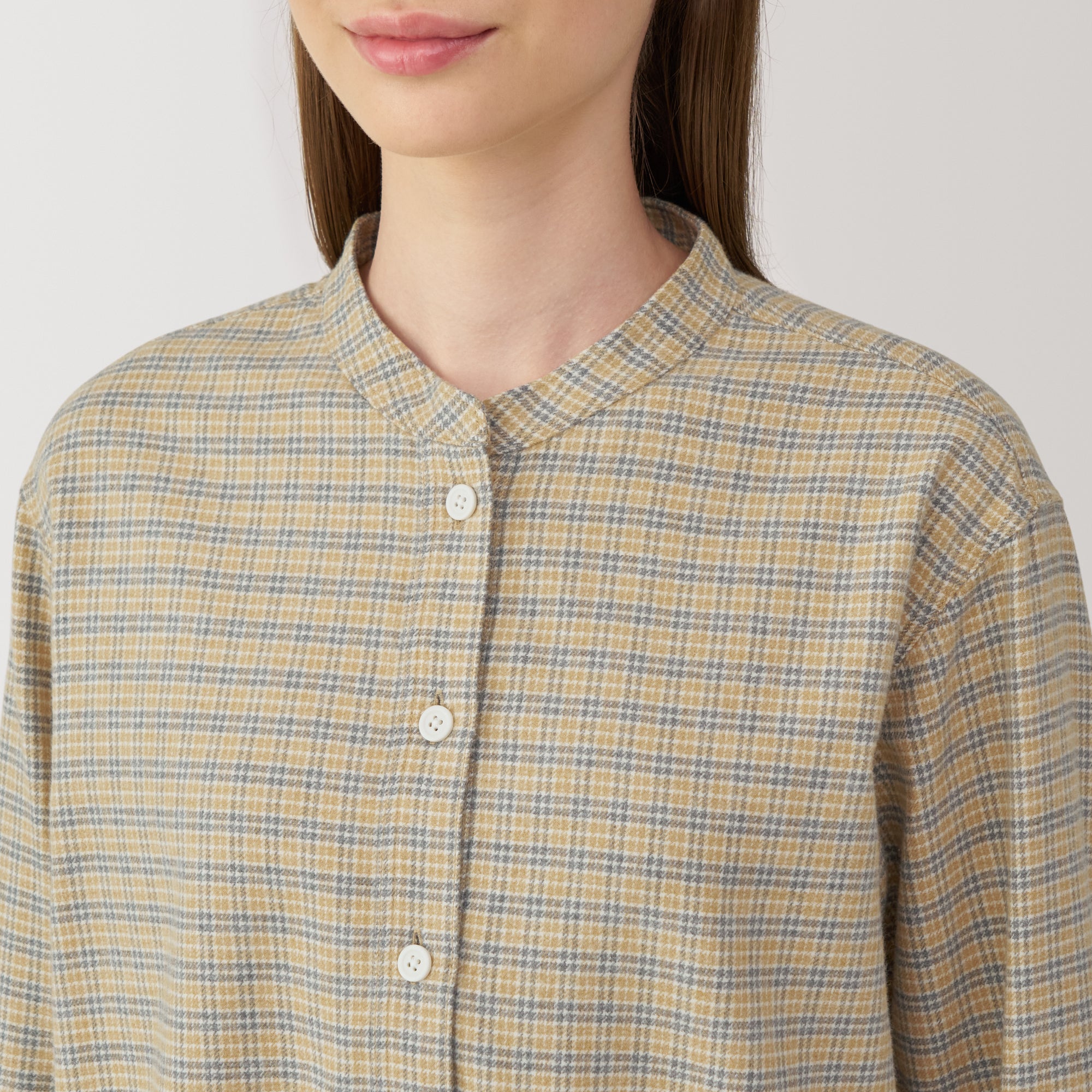 Women's Flannel Stand Collar Blouse