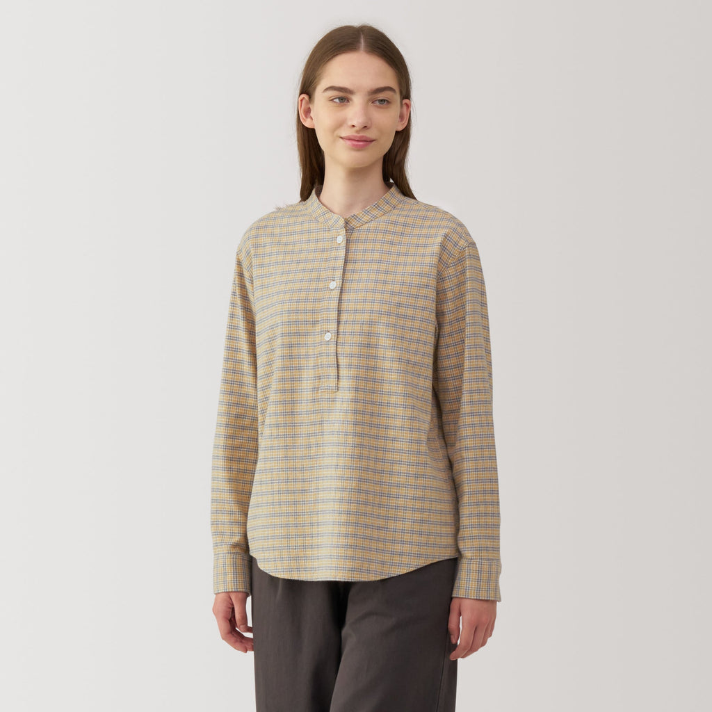 Women's Flannel Stand Collar Blouse