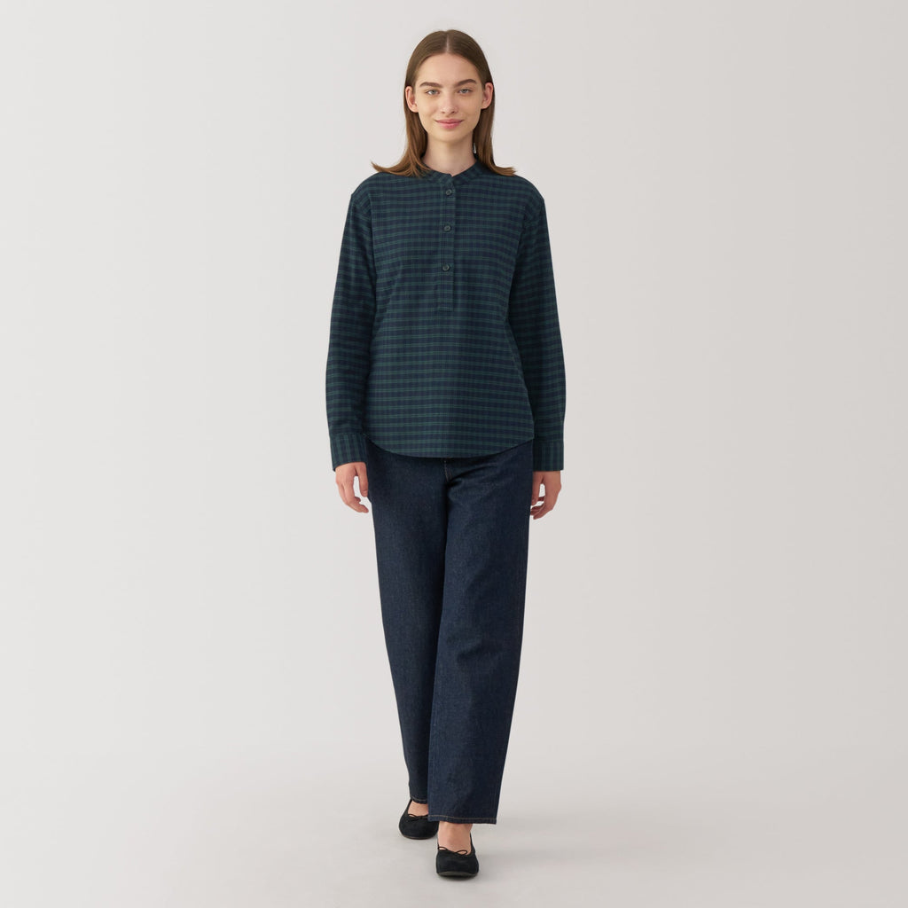 Women's Flannel Stand Collar Blouse