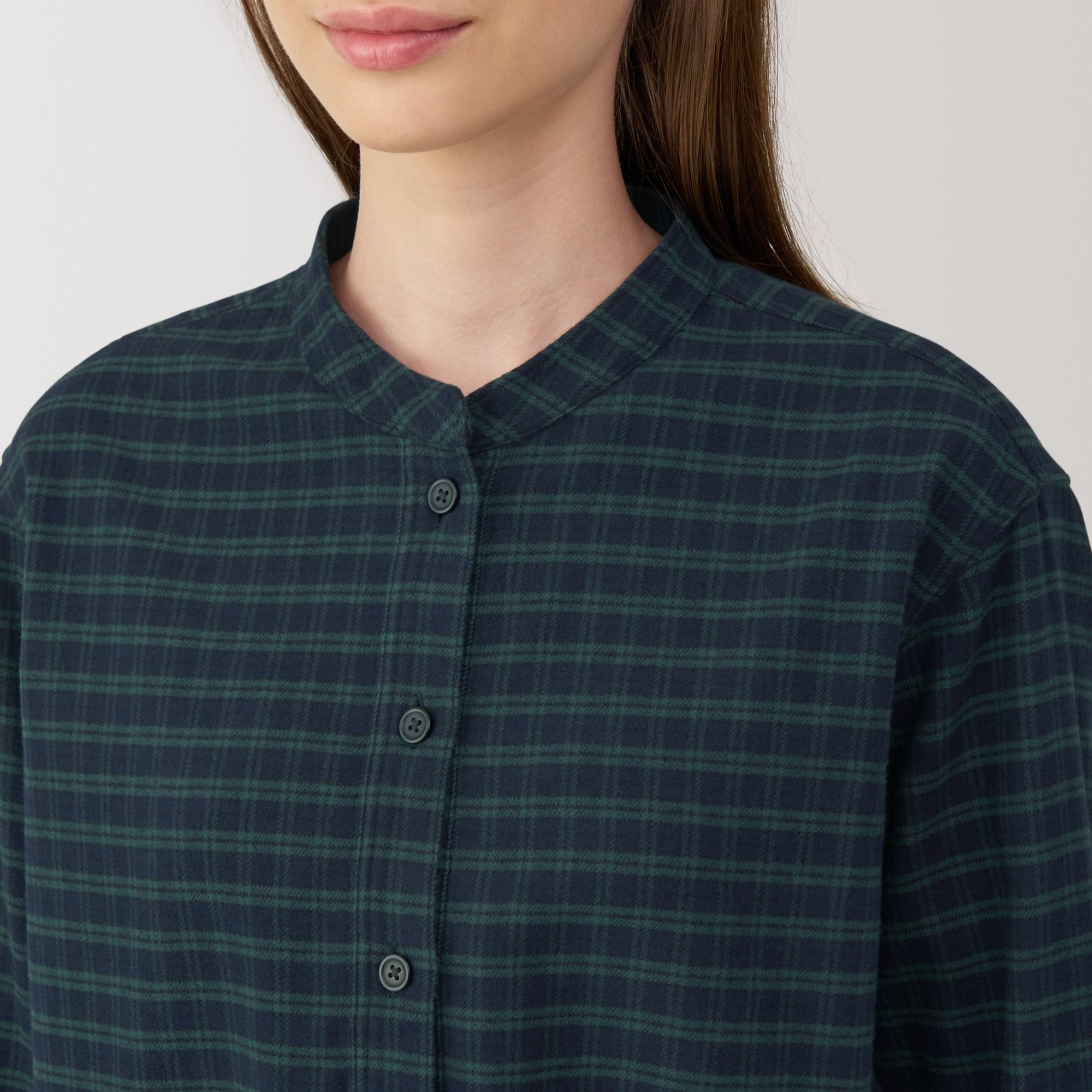 Women's Flannel Stand Collar Blouse
