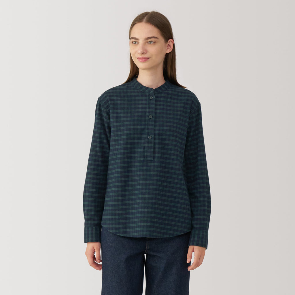 Women's Flannel Stand Collar Blouse