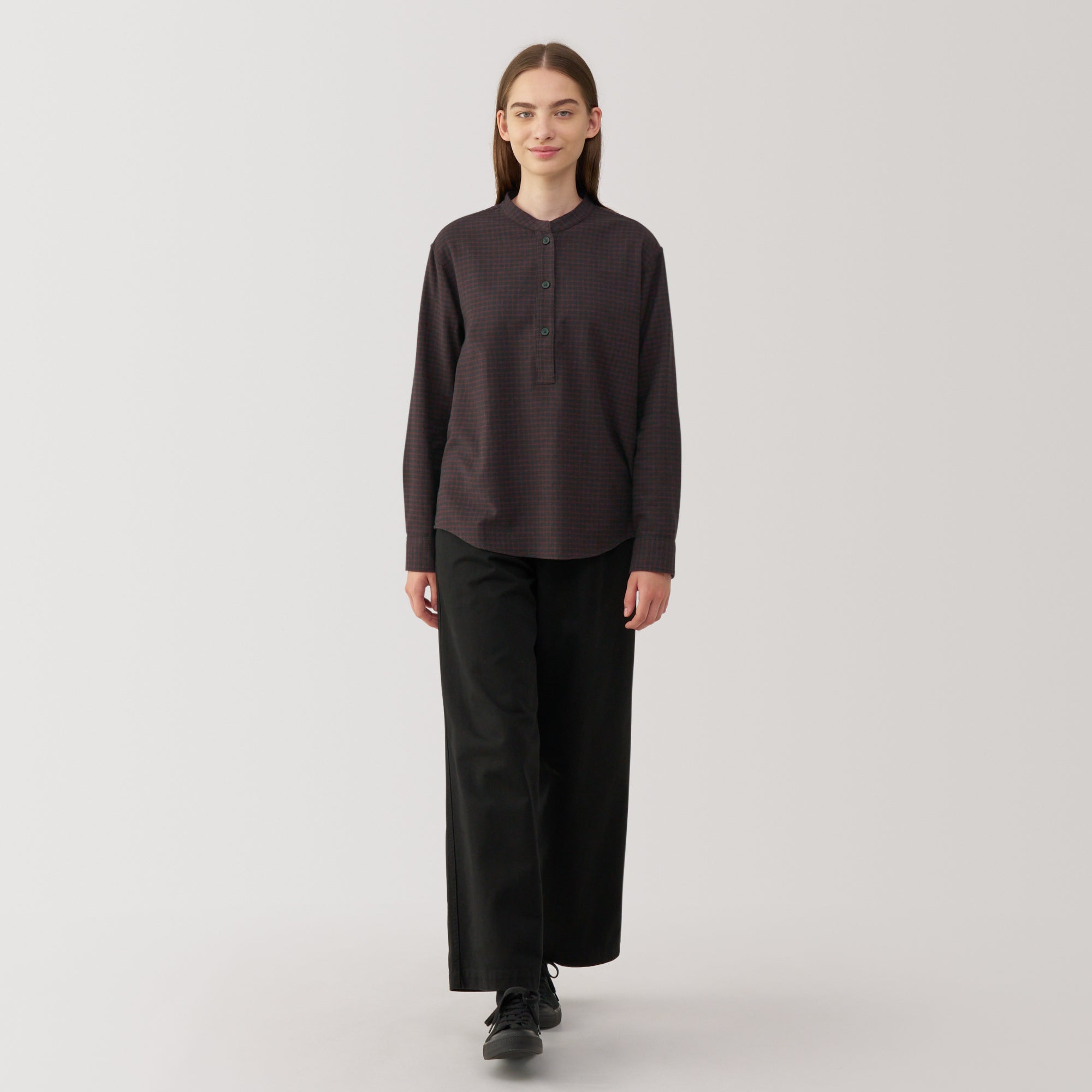 Women's Flannel Stand Collar Blouse
