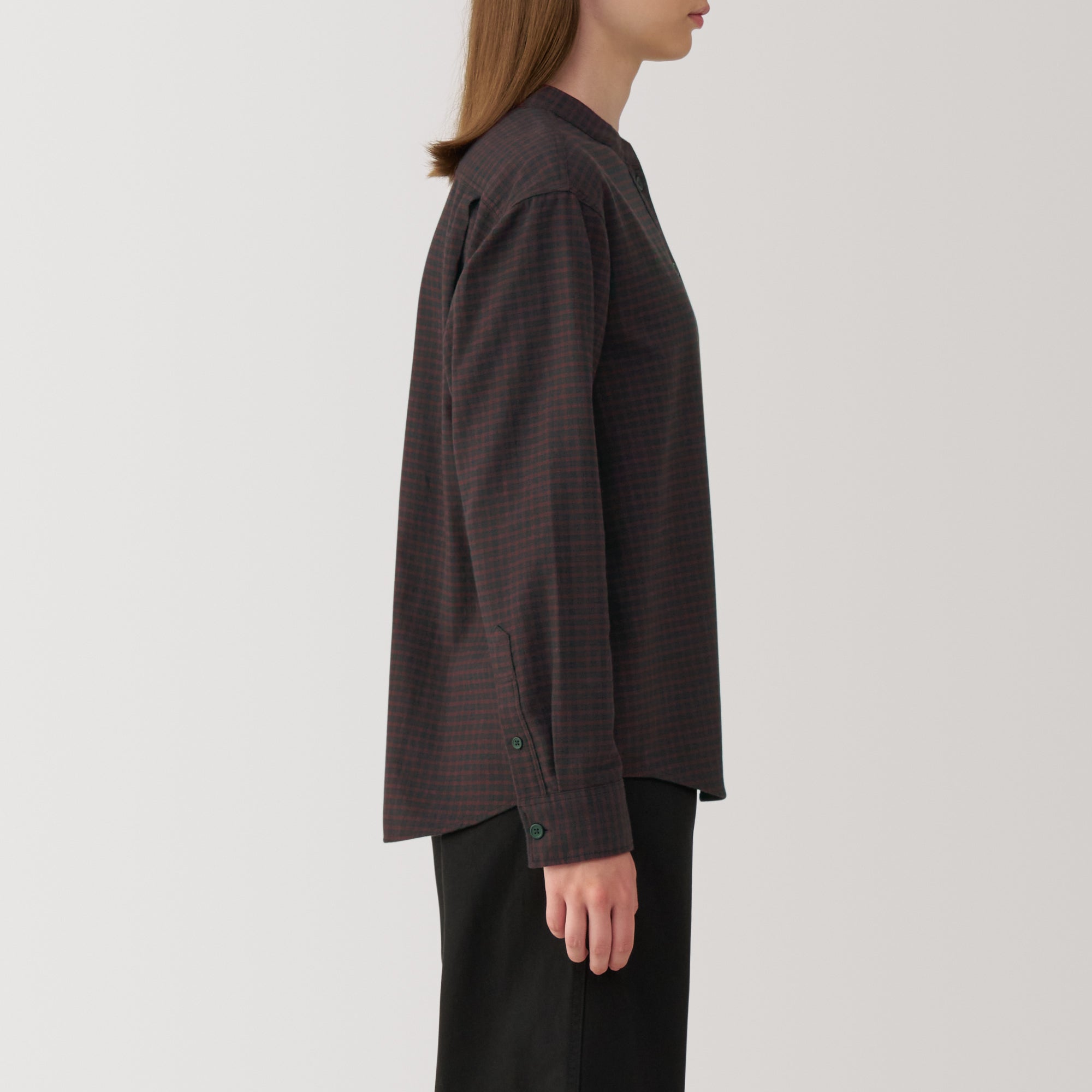 Women's Flannel Stand Collar Blouse