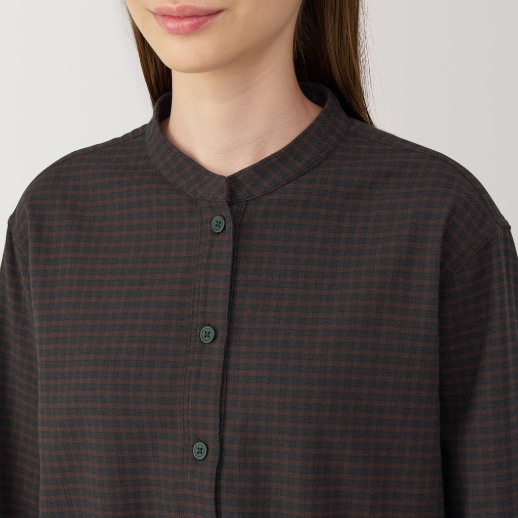 Women's Flannel Stand Collar Blouse