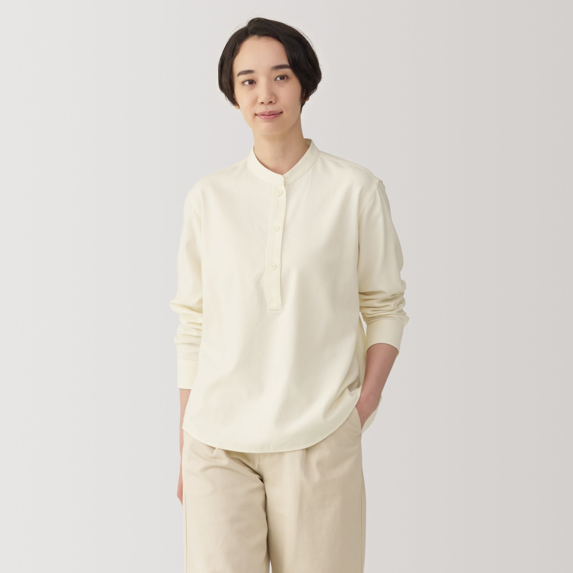 Women's Flannel Stand Collar Blouse