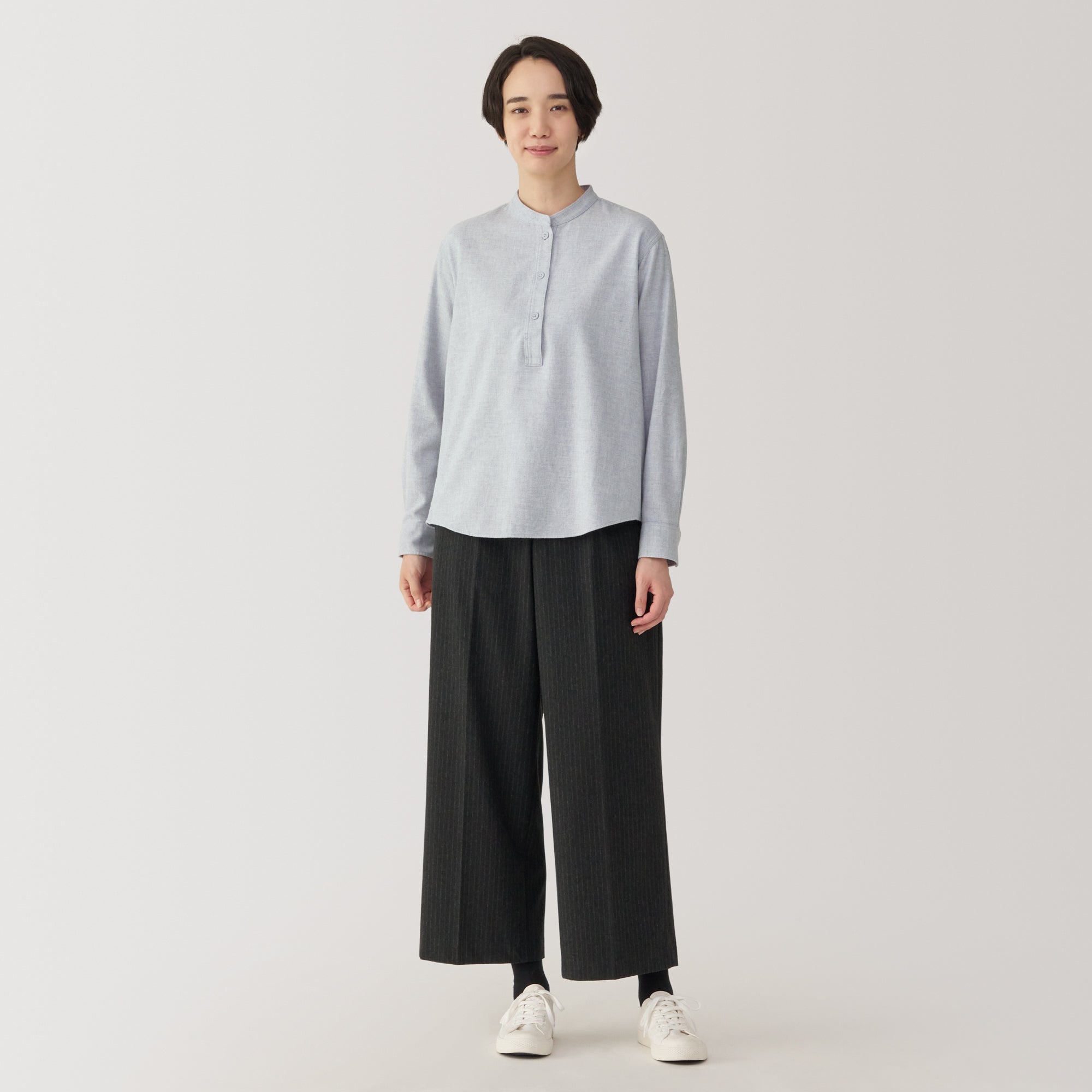 Women's Flannel Stand Collar Blouse