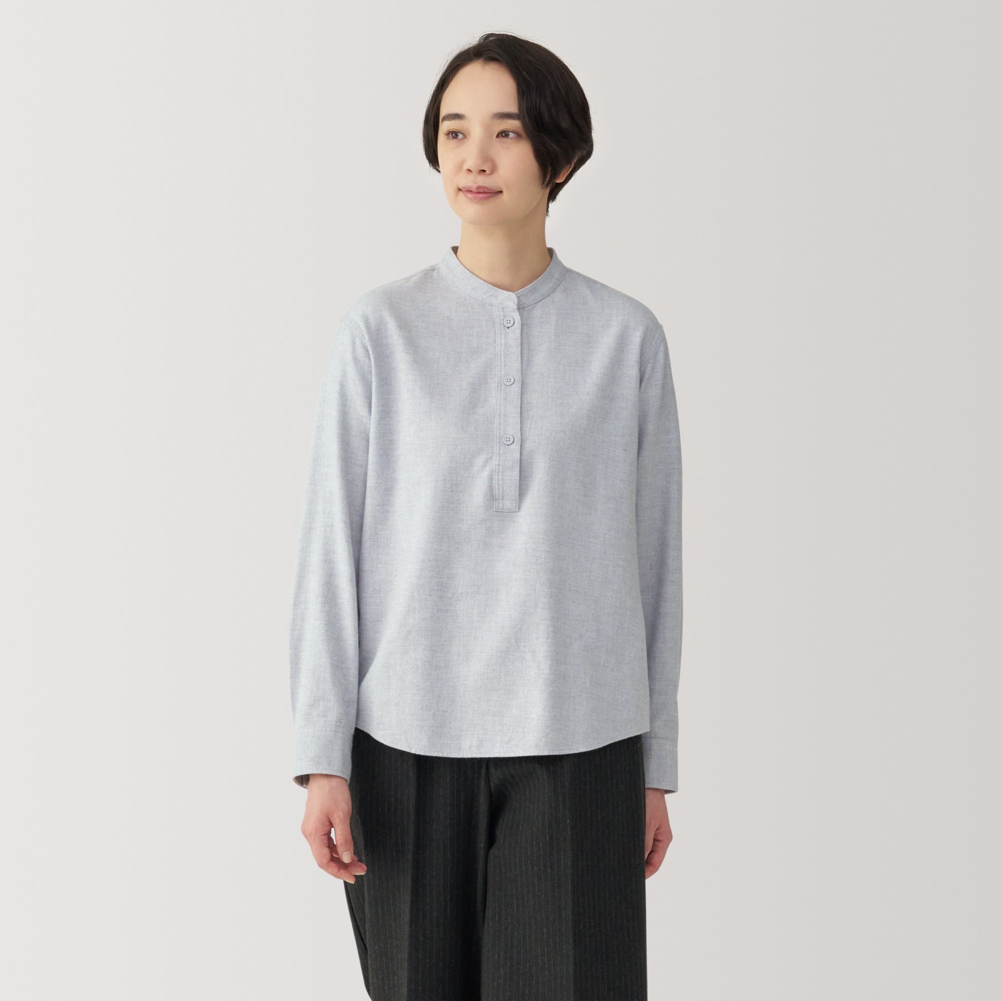 Women's Flannel Stand Collar Blouse