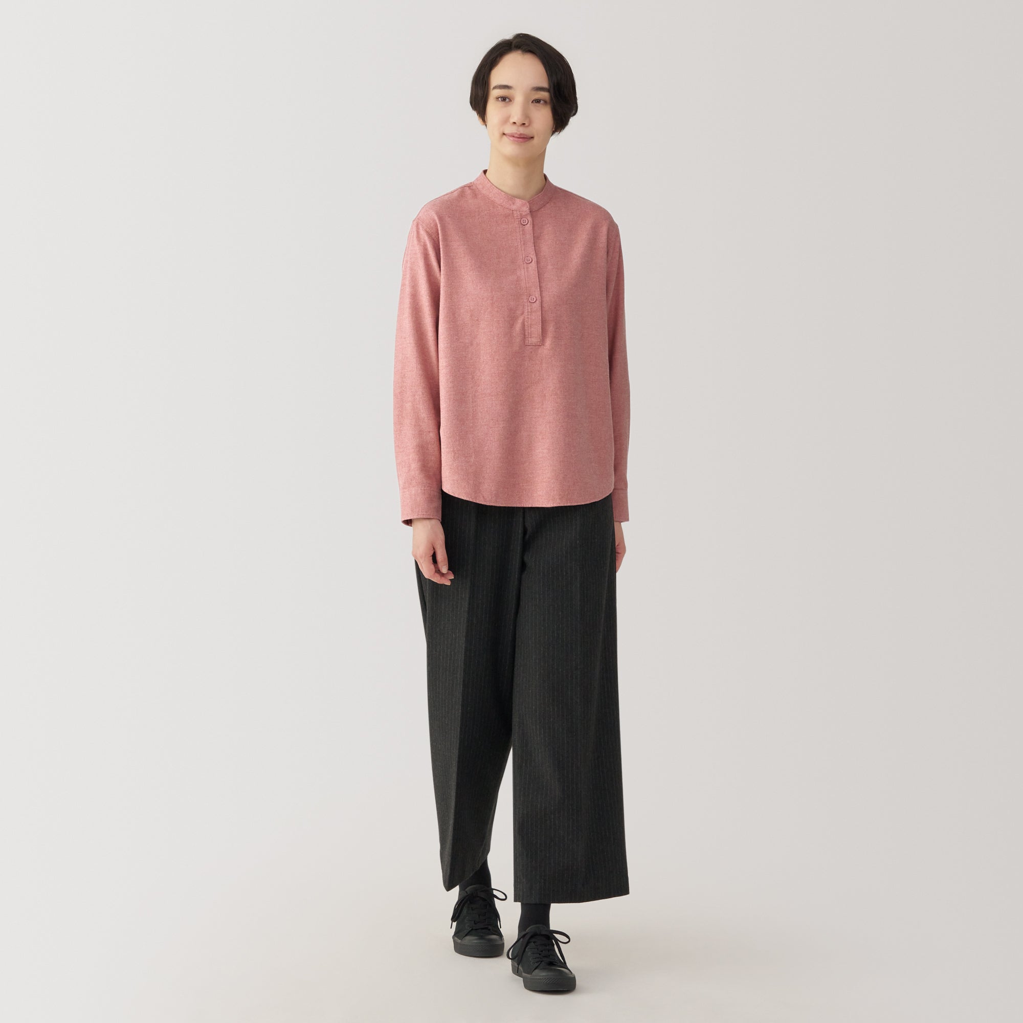 Women's Flannel Stand Collar Blouse