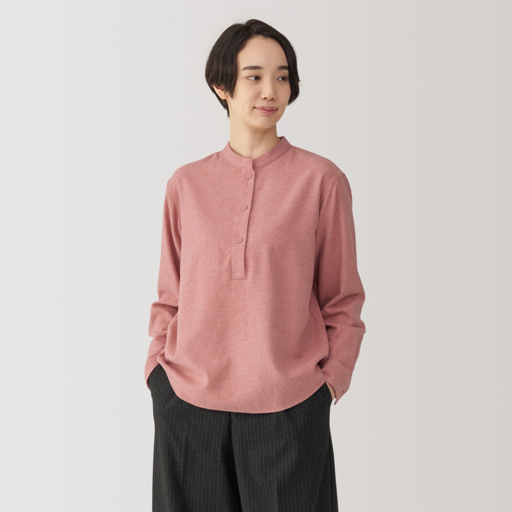 Women's Flannel Stand Collar Blouse