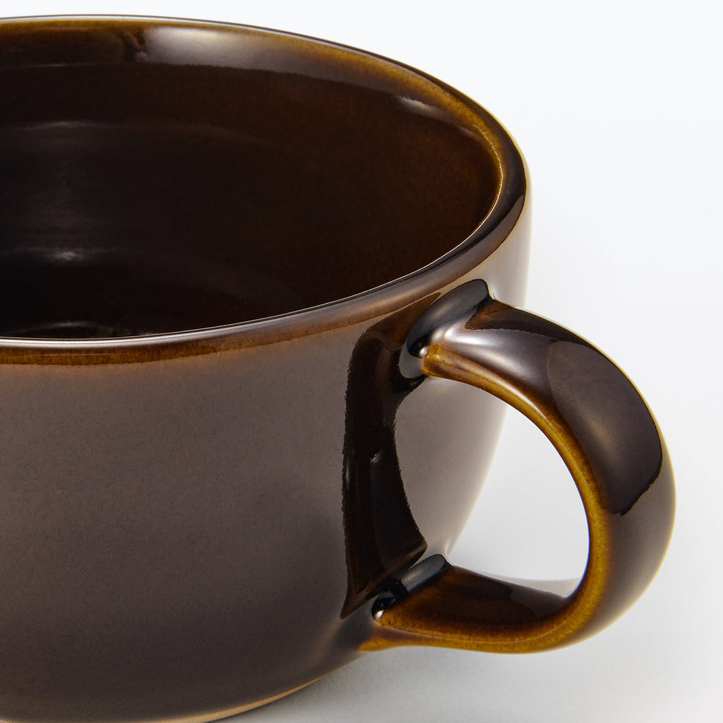Mino Ware Soup Cup - Dark Brown