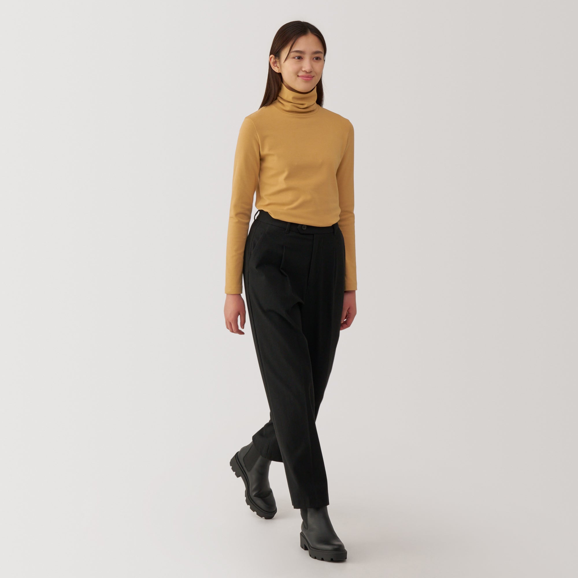 Women's Brushed Ribbed Turtleneck T-Shirt